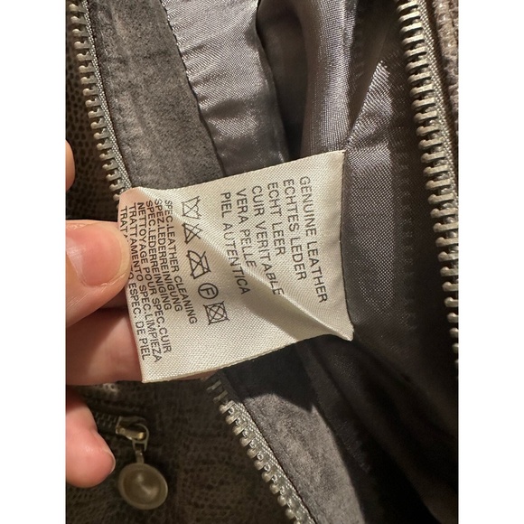 APART Womens Leather Vest Size GB 16 Grey‎ Brown Snakeskin Full Zip - Picture 6 of 7